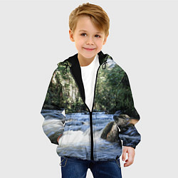Куртка с капюшоном детская Течёт река в лесу, цвет: 3D-черный — фото 2