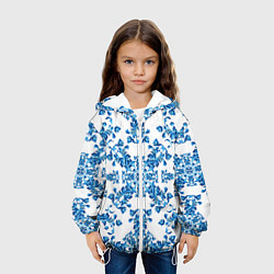 Куртка с капюшоном детская Гжель узор цветы, цвет: 3D-белый — фото 2