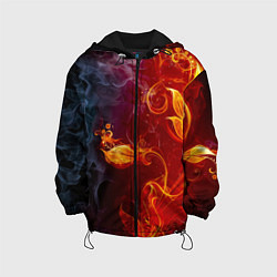 Куртка с капюшоном детская Огненный цветок с дымом, цвет: 3D-черный