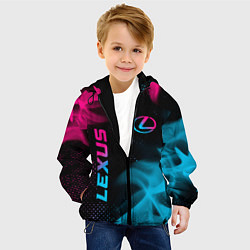 Куртка с капюшоном детская Lexus - neon gradient: надпись, символ, цвет: 3D-черный — фото 2