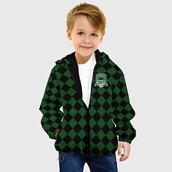 Куртка с капюшоном детская Краснодар черно-зеленая клетка, цвет: 3D-черный — фото 2