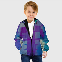 Куртка с капюшоном детская Геометрические объёмные фиолетовые кубы, цвет: 3D-черный — фото 2