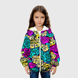 Куртка с капюшоном детская Психоделические манулы, цвет: 3D-белый — фото 2