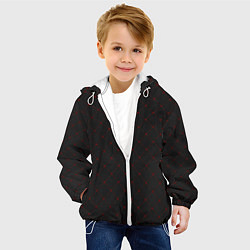 Куртка с капюшоном детская Красные плитки на черном фоне, цвет: 3D-белый — фото 2