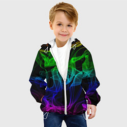 Куртка с капюшоном детская Разноцветный неоновый дым, цвет: 3D-белый — фото 2