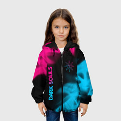 Куртка с капюшоном детская Dark Souls - neon gradient: надпись, символ, цвет: 3D-черный — фото 2