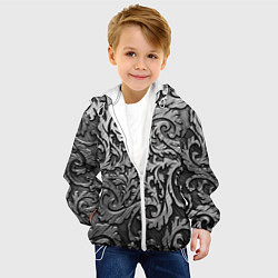 Куртка с капюшоном детская Стальные узоры, цвет: 3D-белый — фото 2