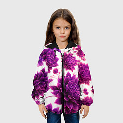 Куртка с капюшоном детская Яркие цветочные бутоны, цвет: 3D-черный — фото 2