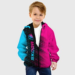 Куртка с капюшоном детская Skoda - neon gradient: по-вертикали, цвет: 3D-черный — фото 2