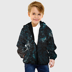 Куртка с капюшоном детская Синий мрамор с прожилками, цвет: 3D-черный — фото 2