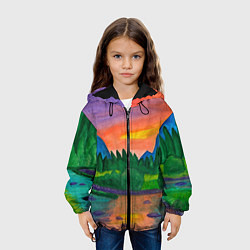 Куртка с капюшоном детская Закат на реке, цвет: 3D-черный — фото 2