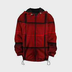 Куртка с капюшоном детская Абстрактная красные кубики-стена, цвет: 3D-черный
