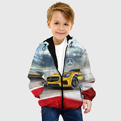 Куртка с капюшоном детская Mercedes AMG V8 Biturbo на трассе, цвет: 3D-черный — фото 2