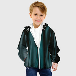 Куртка с капюшоном детская Абстрактные волны в темноте, цвет: 3D-белый — фото 2