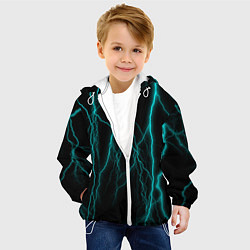 Куртка с капюшоном детская Неоновые молнии, цвет: 3D-белый — фото 2