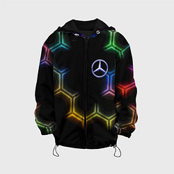 Куртка с капюшоном детская Mercedes - neon pattern, цвет: 3D-черный