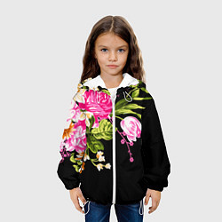 Куртка с капюшоном детская Букет цветов, цвет: 3D-белый — фото 2