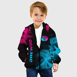 Куртка с капюшоном детская Daewoo - neon gradient: надпись, символ, цвет: 3D-черный — фото 2
