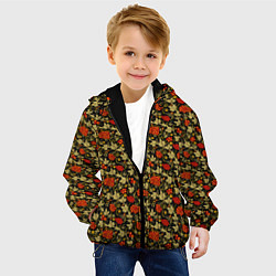 Куртка с капюшоном детская Хохлома - красные ягоды, цвет: 3D-черный — фото 2