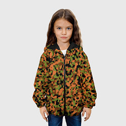 Куртка с капюшоном детская Камуфляж осенний лес мелкий, цвет: 3D-черный — фото 2