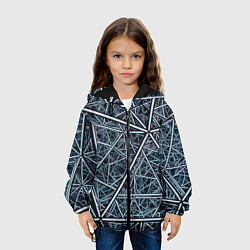 Куртка с капюшоном детская Абстрактное множество технологичных связей, цвет: 3D-черный — фото 2