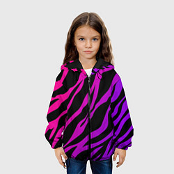 Куртка с капюшоном детская Неоновый паттерн линии, цвет: 3D-черный — фото 2