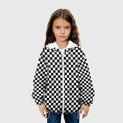Куртка с капюшоном детская Шахматное пано, цвет: 3D-белый — фото 2