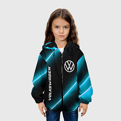 Куртка с капюшоном детская Volkswagen неоновые лампы, цвет: 3D-черный — фото 2