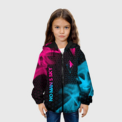 Куртка с капюшоном детская No Mans Sky - neon gradient: надпись, символ, цвет: 3D-черный — фото 2