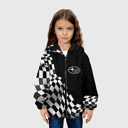 Куртка с капюшоном детская Subaru racing flag, цвет: 3D-черный — фото 2