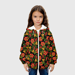 Куртка с капюшоном детская Красивая хохломская роспись, цвет: 3D-белый — фото 2