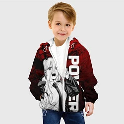 Куртка с капюшоном детская Пауэр : Человек-бензопила, цвет: 3D-белый — фото 2