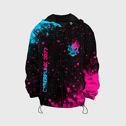 Куртка с капюшоном детская Cyberpunk 2077 - neon gradient: надпись, символ, цвет: 3D-черный