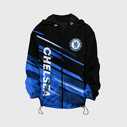 Куртка с капюшоном детская ФК Челси черно синий, цвет: 3D-черный