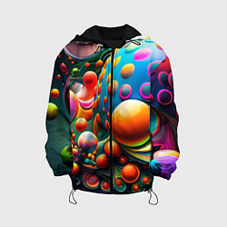 Куртка с капюшоном детская Абстрактные космические шары, цвет: 3D-черный