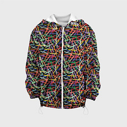 Куртка с капюшоном детская Палочки разноцветные, цвет: 3D-белый