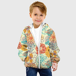 Куртка с капюшоном детская Цветы и геометрические фигуры скетч, цвет: 3D-белый — фото 2