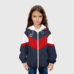Куртка с капюшоном детская FIRM темно-синий с красной полосой, цвет: 3D-белый — фото 2