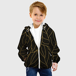 Куртка с капюшоном детская Золотые листья градиент, цвет: 3D-белый — фото 2