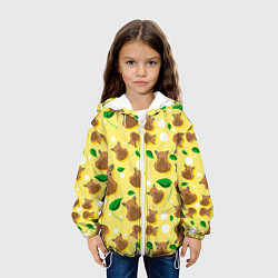 Куртка с капюшоном детская Капибара паттерн, цвет: 3D-белый — фото 2