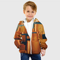 Куртка с капюшоном детская Золотые геометрические слитки, цвет: 3D-белый — фото 2