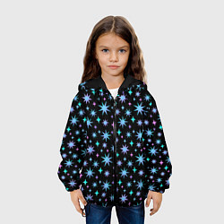 Куртка с капюшоном детская Зимние цветные звезды, цвет: 3D-черный — фото 2