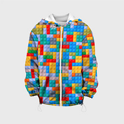 Куртка с капюшоном детская Детский конструктор - текстура, цвет: 3D-белый