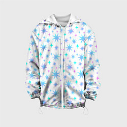 Куртка с капюшоном детская Разноцветные звезды на белом фоне, цвет: 3D-белый