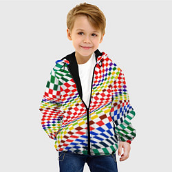 Куртка с капюшоном детская Разноцветная оптическая иллюзия, цвет: 3D-черный — фото 2