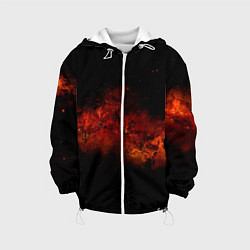 Куртка с капюшоном детская Абстрактные взрывы в космосе и красные звёзды, цвет: 3D-белый