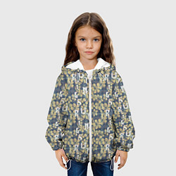 Куртка с капюшоном детская Цветы и буквы гранж, цвет: 3D-белый — фото 2