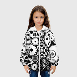 Куртка с капюшоном детская Шестеренки в черно-белом стиле, цвет: 3D-белый — фото 2