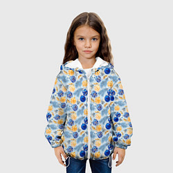 Куртка с капюшоном детская Шарики новогодние ёлочные, синие, цвет: 3D-белый — фото 2