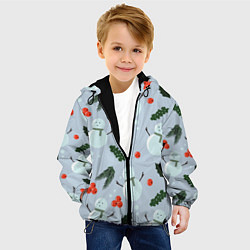 Куртка с капюшоном детская Снеговики и ягодки, цвет: 3D-черный — фото 2